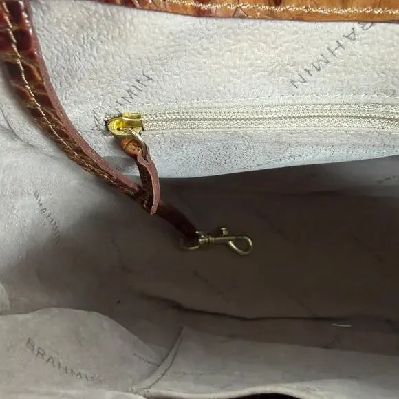 Brahmin Sonny Melbourne Turnlock Flap Crossbody Bag Pecan Brown